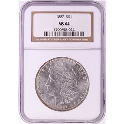 1887 $1 Morgan Silver Dollar Coin NGC MS64