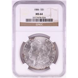 1886 $1 Morgan Silver Dollar Coin NGC MS64