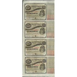 Uncut Sheet of (4) State of Louisiana Baby Bond Obsolete Notes
