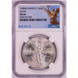 1985Mo Mexico 1 Onza Libertad Silver Coin NGC MS66