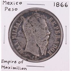 1866 Mexico Peso Empire Of Maximillian Silver Coin
