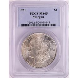1921 $1 Morgan Silver Dollar Coin PCGS MS65