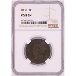 1830 Coronet Head Large Cent Coin NGC VG8BN