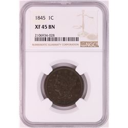 1845 Braided Hair Large Cent Coin NGC XF45BN