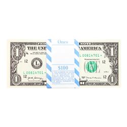 Pack of (100) Consecutive 2017 $1 Federal Reserve STAR Notes San Francisco