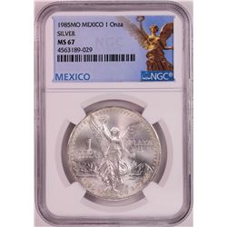 1985Mo Mexico 1 Onza Libertad Silver Coin NGC MS67