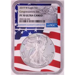 2019-W $1 Proof American Silver Eagle Coin NGC PF70 Ultra Cameo Congratulations Flag