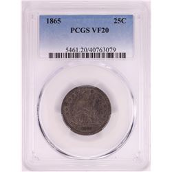 1865 Seated Liberty Quarter Coin NGC VF20