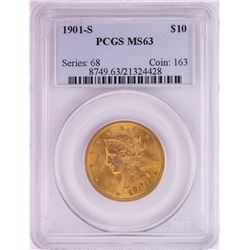 1901-S $10 Liberty Head Eagle Gold Coin PCGS MS63