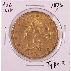 1876-S Type 2 $20 Liberty Head Double Eagle Gold Coin