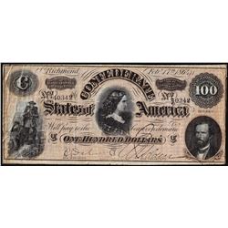 1864 $100 Confederate States of America Note