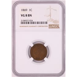 1869 Indian Head Cent Coin NGC VG8BN