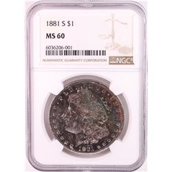 1881-S $1 Morgan Silver Dollar Coin NGC MS60 Great Toning