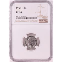 1950 Proof Roosevelt Dime Coin NGC PF68