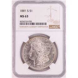 1881-S $1 Morgan Silver Dollar Coin NGC MS63 Great Toning