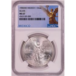 1985Mo Mexico 1 Onza Libertad Silver Coin NGC MS67