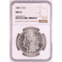 1881-S $1 Morgan Silver Dollar Coin NGC MS61 Great Toning