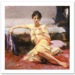 Pino (1939-2010) "Parisian Girl" Limited Edition Giclee on Canvas
