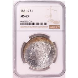 1881-S $1 Morgan Silver Dollar Coin NGC MS63 Great Toning