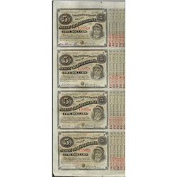 Uncut Sheet of (4) State of Louisiana Baby Bond Obsolete Notes