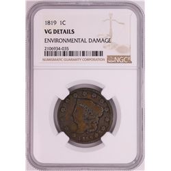 1819 Coronet Head Large Cent Coin NGC VG Details