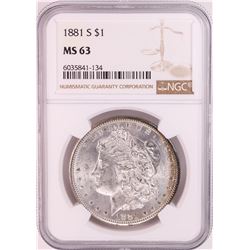 1881-S $1 Morgan Silver Dollar Coin NGC MS63 Nice Toning