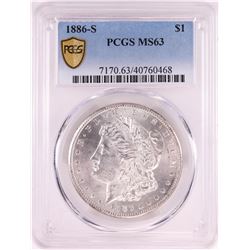 1886-S $1 Morgan Silver Dollar Coin PCGS MS63
