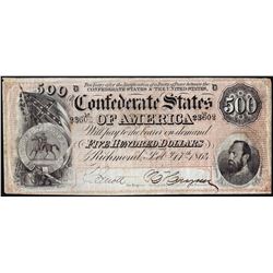 1864 $500 Confederate States of America Note