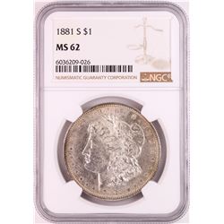 1881-S $1 Morgan Silver Dollar Coin NGC MS62 Great Toning