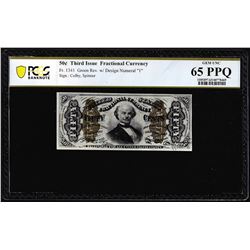 1863 Fifty Cents Third Issue Fractional Note Fr.1341 PCGS Gem Uncirculated 65PPQ