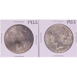 Lot of (2) 1922 $1 Peace Silver Dollar Coins