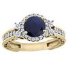 Image 1 : 1.46 CTW Blue Sapphire & Diamond Ring 14K Yellow Gold - REF-177R3H