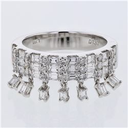 Natural 1.31 CTW Baguette & Diamond Ring 18K White Gold - REF-172M8F