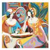 Image 1 : Isaac Maimon, "Sharing Love Stories" Original Acrylic Painting, Hand Signed with