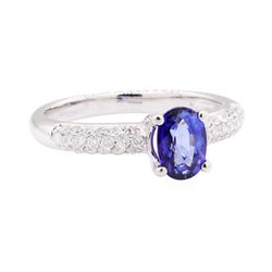 1.14 ctw Sapphire and Diamond Ring - 18KT White Gold