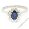 Image 1 : Vintage 18K White Gold Petite 1.02 ctw Sapphire Solitaire & Diamond Halo Ring