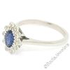 Image 2 : Vintage 18K White Gold Petite 1.02 ctw Sapphire Solitaire & Diamond Halo Ring
