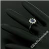 Image 5 : Vintage 18K White Gold Petite 1.02 ctw Sapphire Solitaire & Diamond Halo Ring