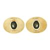Image 1 : Vintage Men's 18kt Gold Oval Brown Star Sapphire Florentine Cuff Links