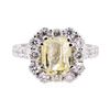 Image 2 : 3.19 ctw Yellow Topaz And Diamond Ring - 18KT White Gold