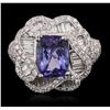 Image 2 : 18KT White Gold 3.35 ctw Tanzanite and Diamond Ring