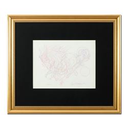 Guillaume Azoulay, "Essai W" Framed Original Color Pencil Drawing, Hand Signed w