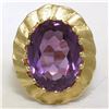 Image 3 : Vintage 14kt Yellow Gold Oval Synthetic Alexandrite Ring w/ Textured Halo