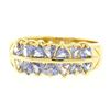 Image 2 : 14k Yellow Gold Dual Two Row 1.40 ctw 14 Trillion Cut Natural Tanzanite Band Rin