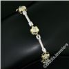Image 4 : 14kt White and Yellow Gold 0.50 ctw Burnish Diamond Flower and Bar Link Bracelet