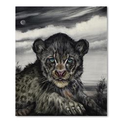 Martin Katon, "Black Leopard Cub" Original Oil Painting on Canvas, Hand Signed w