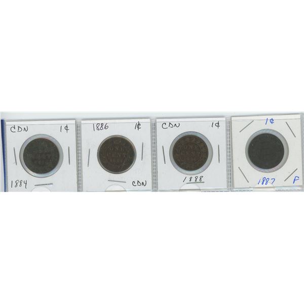 CDN Penny Strip Of 4 1884, 1886, 1888, 1887