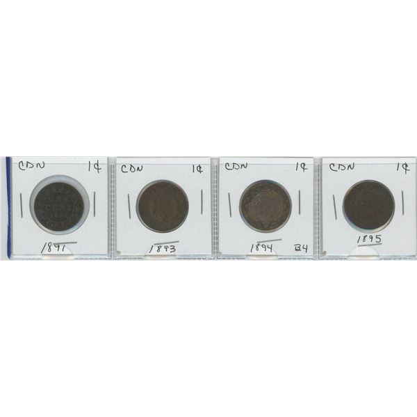 CDN Penny strip Of 4 1891, 1893, 1894, 1895