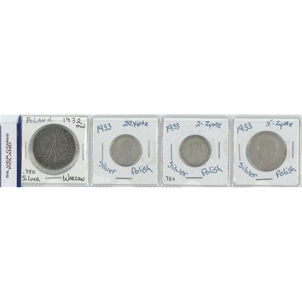 Silver Coins-Set Of 4 Poland
