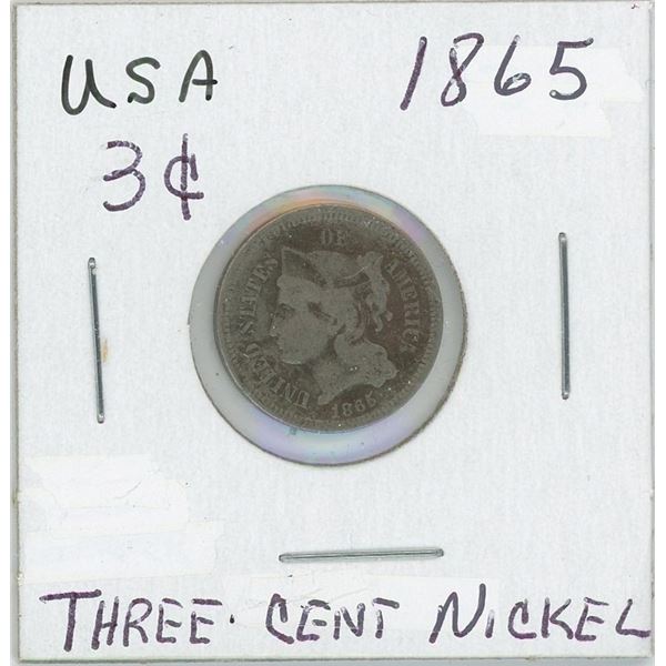 1865 USA 3 Cent Coin